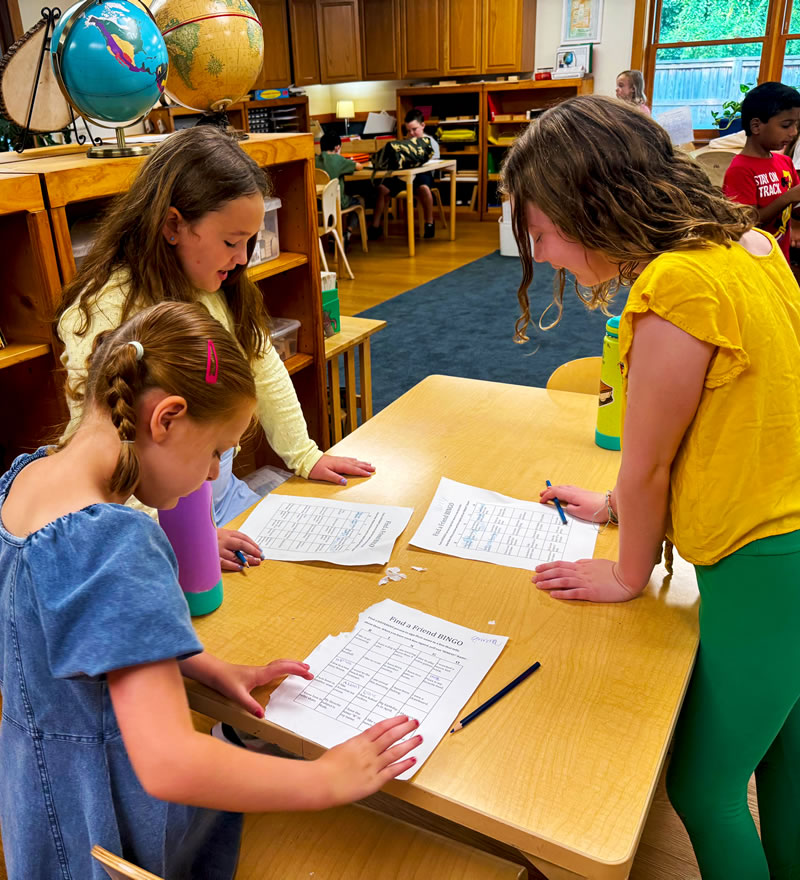 Children working on worksheets